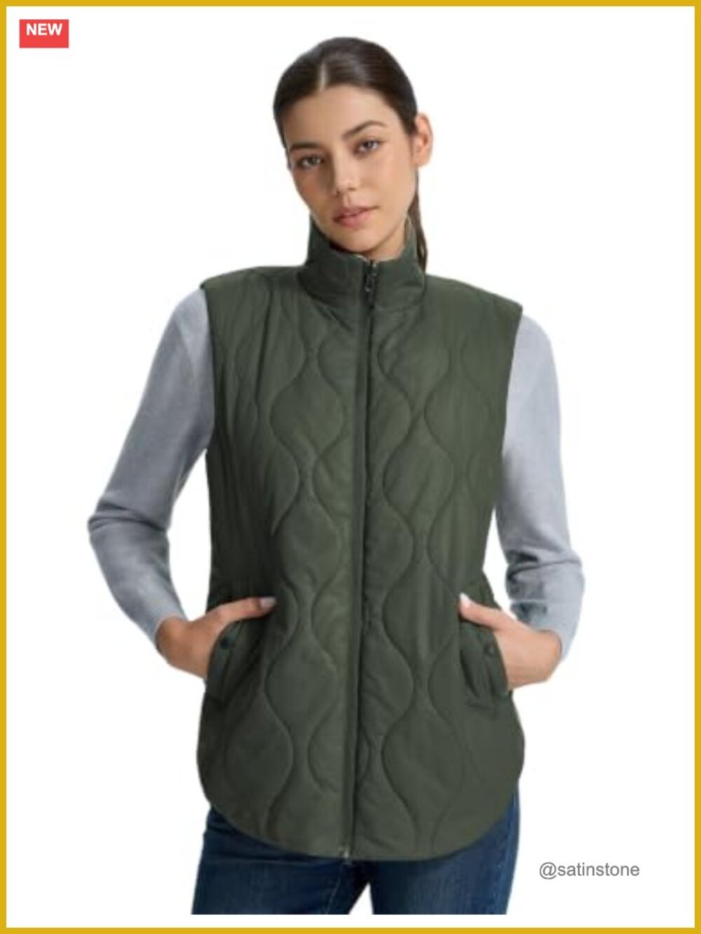 Quilted Puffer Vest Reversible Fleece Lined Zip Up Vests